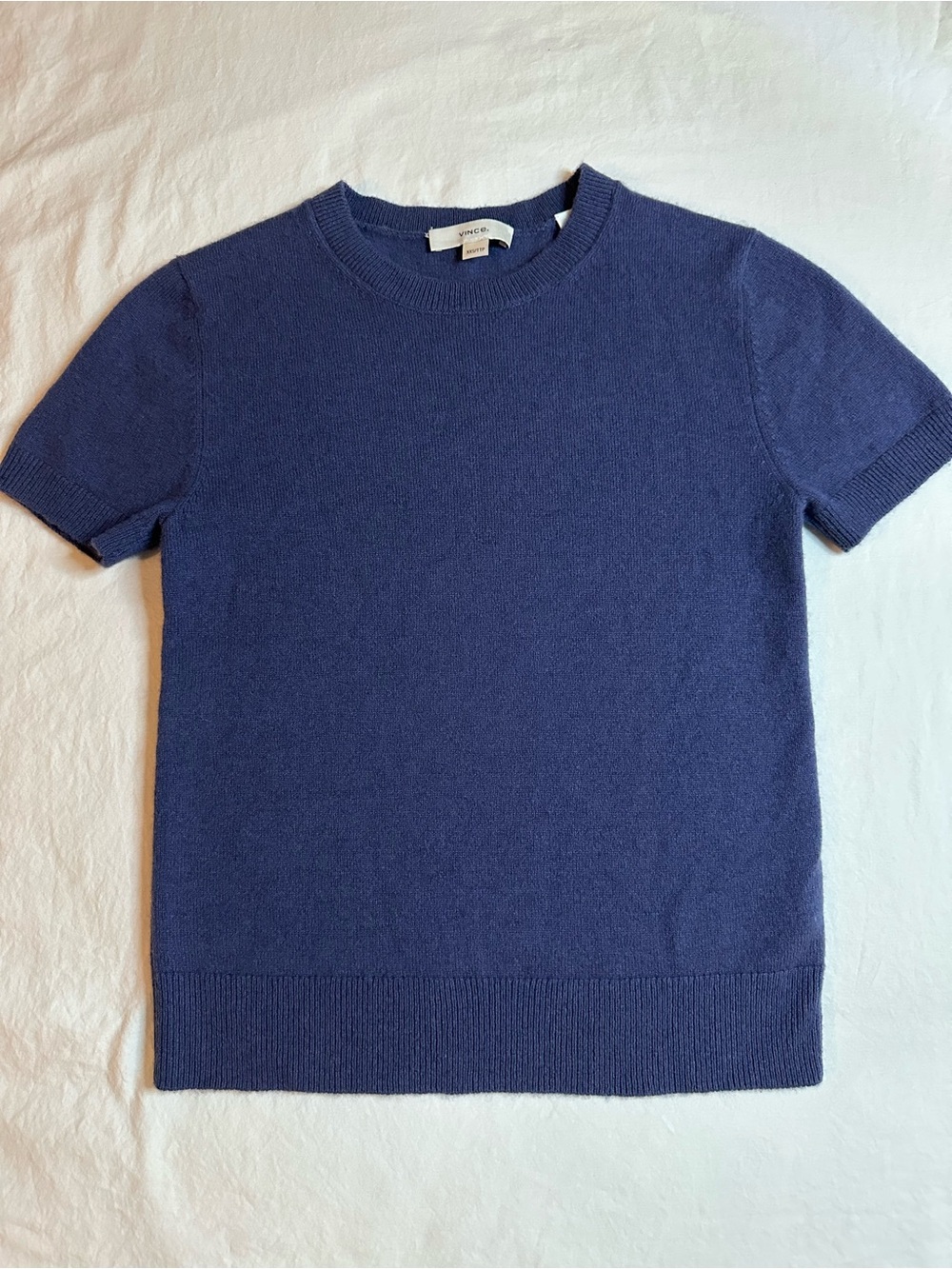 Vince Wool & Cashmere-Blend Short-Sleeve Sweater Size 2XS